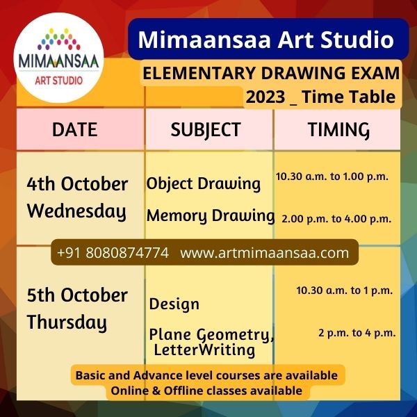 Time Table for Elementary Drawing Grade Exam Mumbai Maharashtra 2022 September
